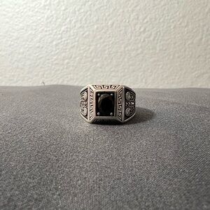 Size 9 Silver Ring w/ Black Onyx Stone